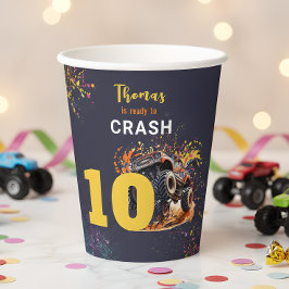 Vasos De Papel Listo para estrellar camión monstruo cumpleaños os