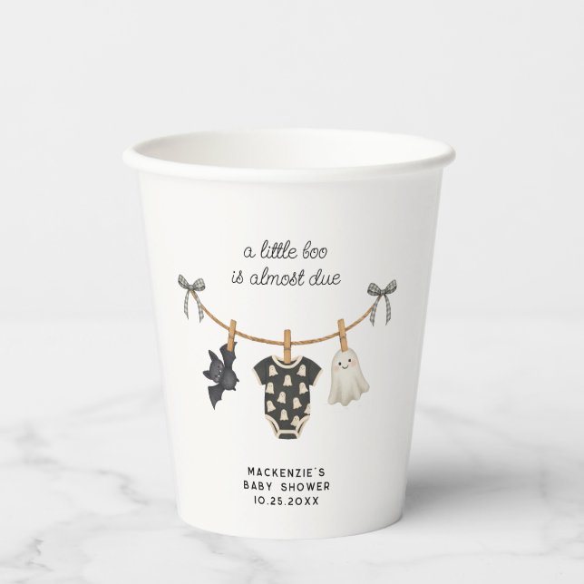 Vasos De Papel Little Boo Clothesline Halloween Baby Shower (Anverso)
