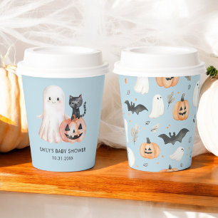 Vasos De Papel Little Boo Halloween Blue Baby Shower