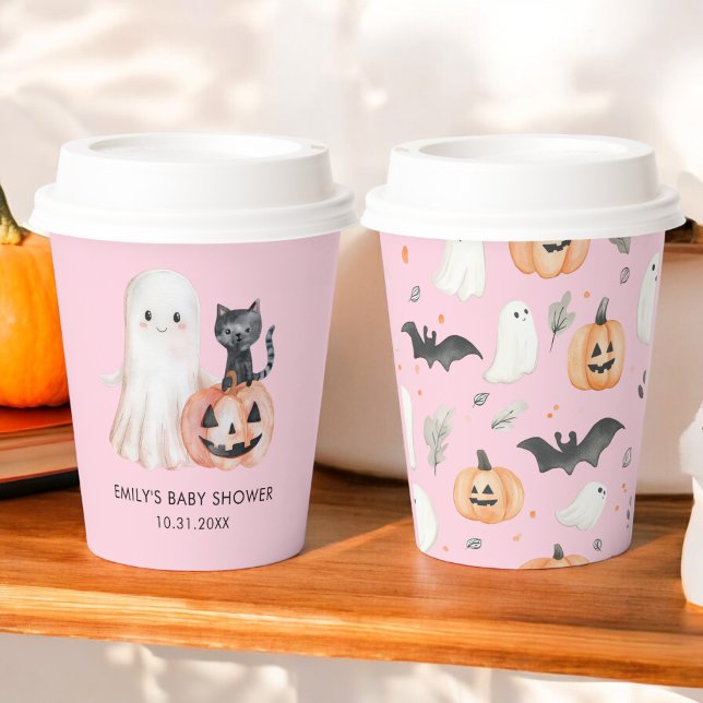 Vasos De Papel Little Boo Halloween Rubor Pink Baby Shower (Subido por el creador)