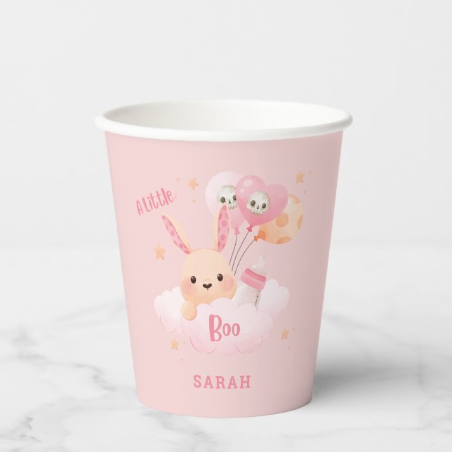 Vasos De Papel Little Boo Pink Halloween Baby Shower (Anverso)
