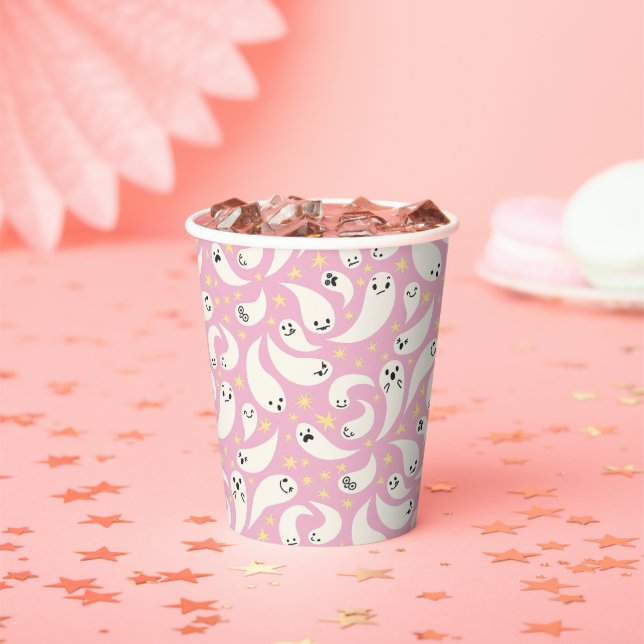 Vasos De Papel Little Boo Pink Pattern Baby Shower (in situ)