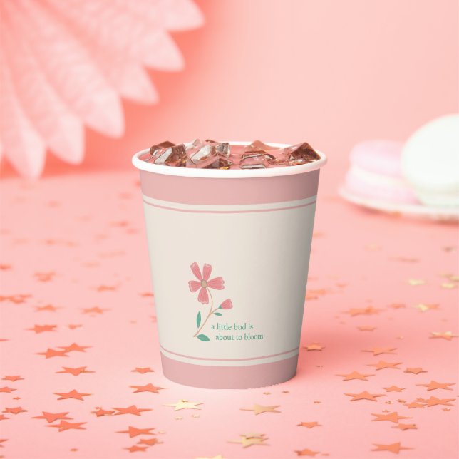 Vasos De Papel Little Bud Floral Hand Lettering (in situ)