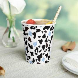 Vasos De Papel Little Cowboy Black and Blue Cow Pattern