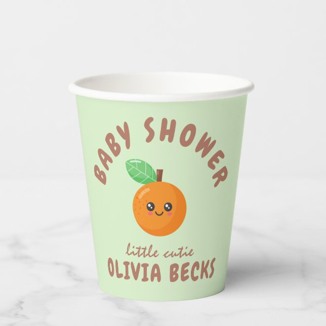 Vasos De Papel Little Cutie Naranja Baby Shower (Anverso)