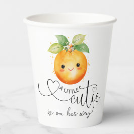 Vasos De Papel Little Cutie Naranja Citrus Baby Shower