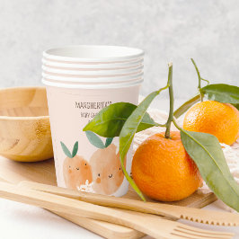 Vasos De Papel Little Cutie Naranja Citrus Botanus Baby Shower