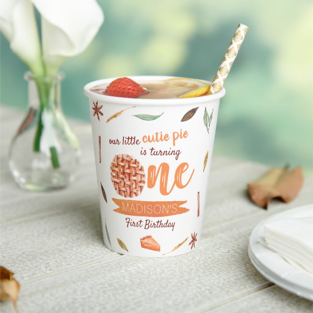 Vasos De Papel Little Cutie Pie Fall 1er cumpleaños (in situ)