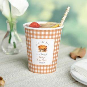 Vasos De Papel Little Cutie Pie Fall Pumpkin Gingham Baby Shower