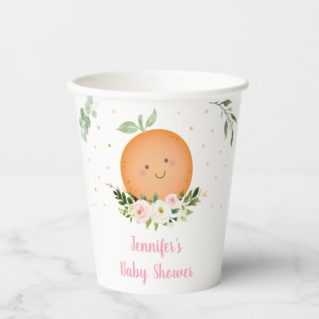 Vasos De Papel Little Cutie Pink Floral Baby Shower (Anverso)