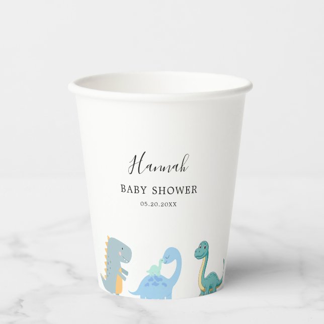 Vasos De Papel Little Dinosaur Cute Baby Shower (Anverso)