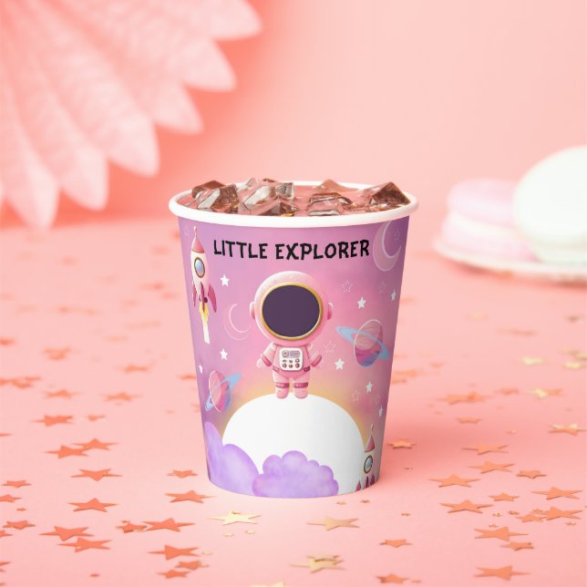 Vasos De Papel Little Explorer Modern Purple Baby Shower (in situ)