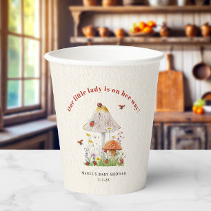Vasos De Papel Little Lady Ladybug Mushroom Flowers Baby Shower