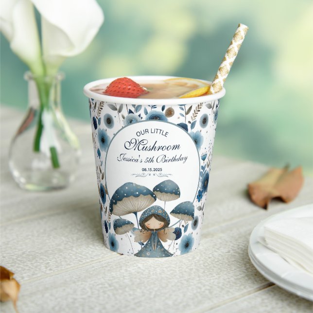 Vasos De Papel Little Mushroom Fairy Elegant Kids Birthday Fiesta (in situ)