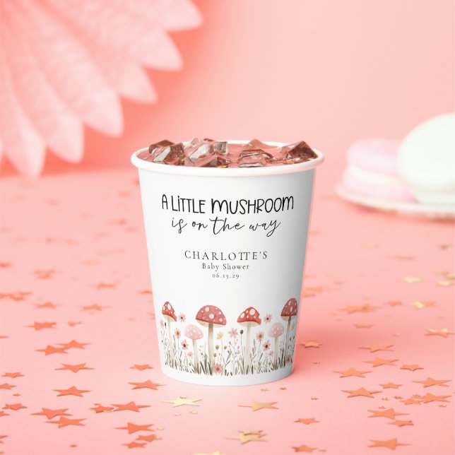 Vasos De Papel Little Mushroom Wildflowers Baby Shower Paper cup (in situ)