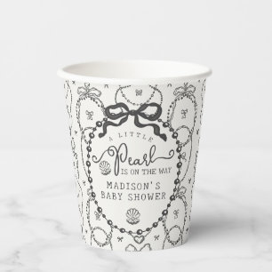 Vasos De Papel Little Pearl Black Coquette Bow Baby Shower Table