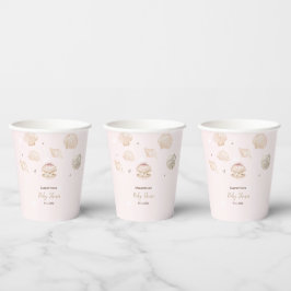Vasos De Papel Little Pearl Seashells Dots Baby Shower