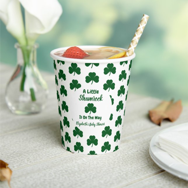 Vasos De Papel Little Shamrock St Patrick's Day Baby Shower (in situ)