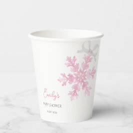 Vasos De Papel Little Snowflake Pink Winter Baby Shower Cups