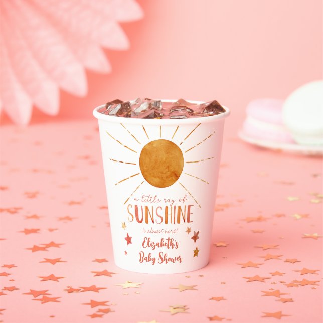 Vasos De Papel Little Sunshine Chica Whimsical Baby Shower (in situ)