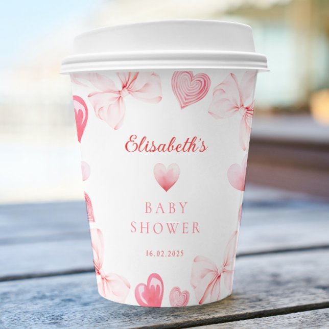 Vasos De Papel Little Sweetheart Pink Bow Girl Baby Shower (Subido por el creador)
