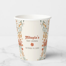Vasos De Papel Little Wildflower Fall Rustic Boho Baby Shower