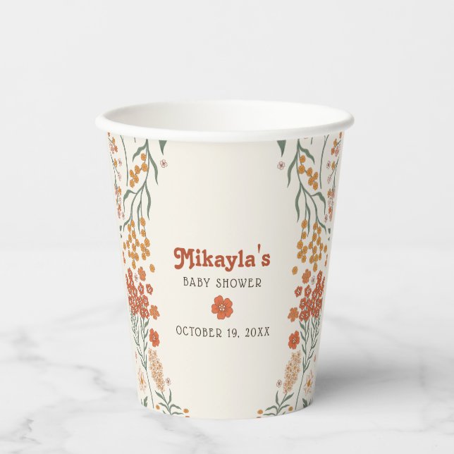 Vasos De Papel Little Wildflower Fall Rustic Boho Baby Shower (Anverso)