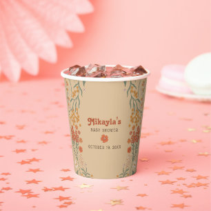 Vasos De Papel Little Wildflower Fall Rustic Boho Baby Shower