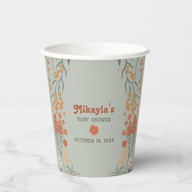 Vasos De Papel Little Wildflower Fall Rustic Boho Baby Shower (Anverso)