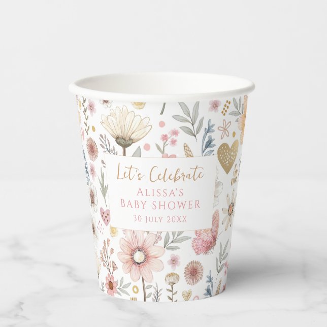 Vasos De Papel Little Wildflower Floral Baby Shower (Anverso)
