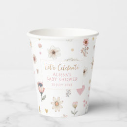 Vasos De Papel Little Wildflower Floral Baby Shower