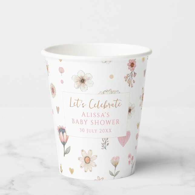 Vasos De Papel Little Wildflower Floral Baby Shower (Anverso)
