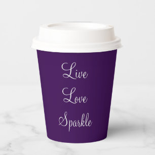 Vasos De Papel Live, Love, Sparkle cita taza de papel