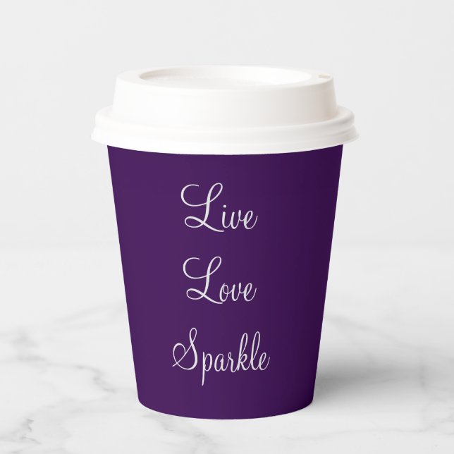 Vasos De Papel Live, Love, Sparkle cita taza de papel (Anverso)