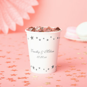 Vasos De Papel Lively Silver Stars Cups de papel para Bodas, etc.