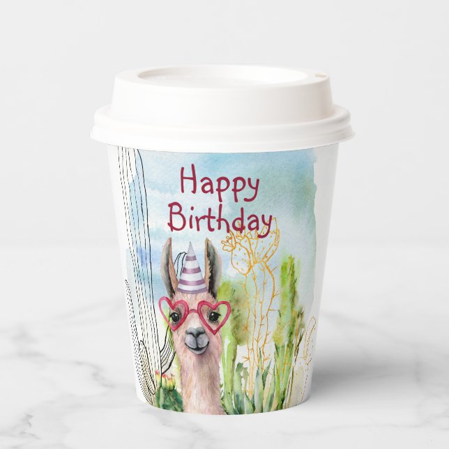 Vasos De Papel Llama de cumpleaños adorable (Anverso)