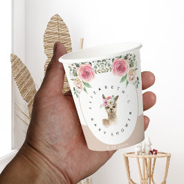 Vasos De Papel Llama floral acuarela género Baby Shower neutro