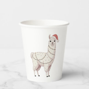 Vasos De Papel Llama Luces de Navidad Robusta Amante Alpaca