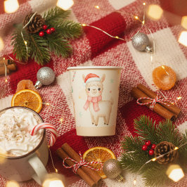 Vasos De Papel Llama Navideña Adorable 