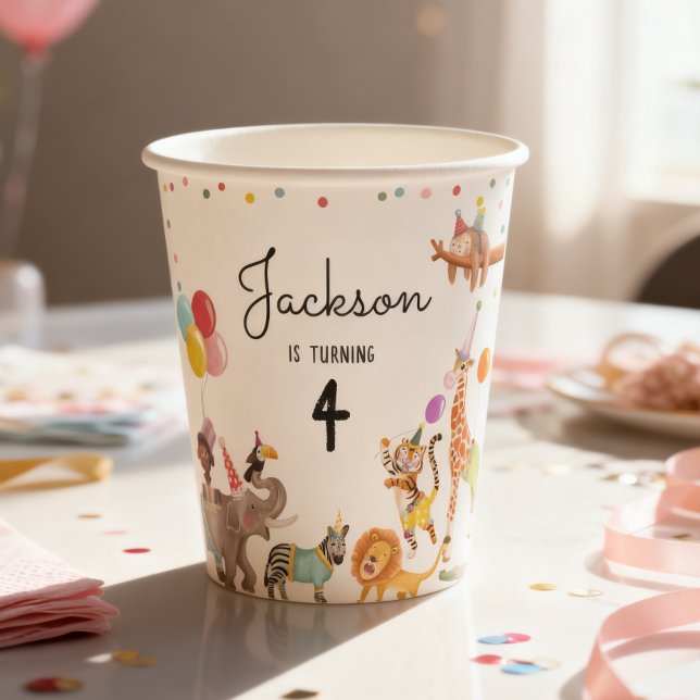 Vasos De Papel Llamando a todos los animales de fiesta Cumpleaños (Subido por el creador)