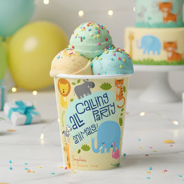 Vasos De Papel Llamar a todos los niños de los animales fiestas f