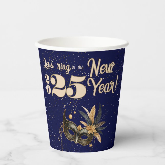 Vasos De Papel Llamemos al azul glamoroso del fiesta de Año Nuevo (Anverso)