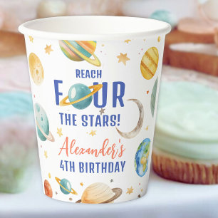 Vasos De Papel Llega a las Cuatro Estrellas Niño Galaxia Cumpleañ