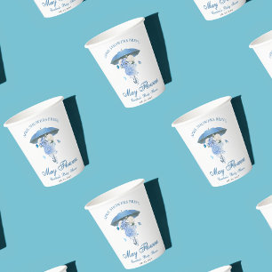Vasos De Papel Lluvia Azul de Abril Trae Cumpleaños de Bebé en Fl