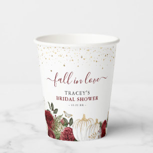Vasos De Papel Lluvia De Amor Burgundy Floral Calabaza Despedida