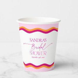 Vasos De Papel Lluvia de Boda Colorida con Borde Ondulado Rosa y