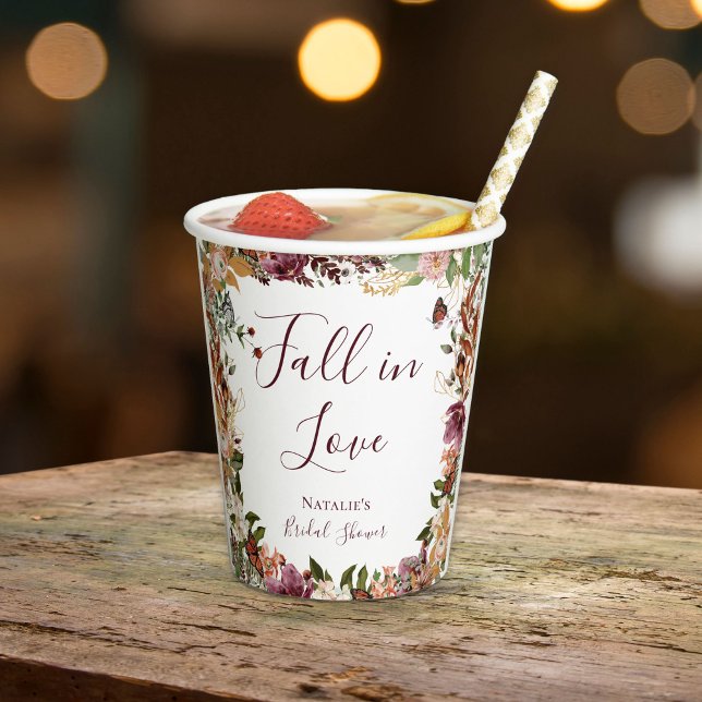 Vasos De Papel Lluvia de Flores de Otoño para Novia (Subido por el creador)