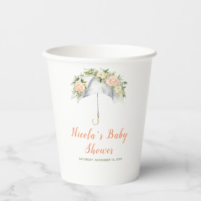 Vasos De Papel Lluvia de flores para Baby Shower (Anverso)