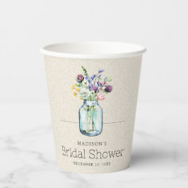 Vasos De Papel Lluvia de flores silvestres en lino para despedida