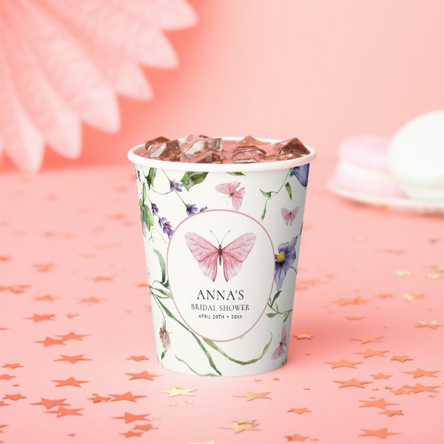 Vasos De Papel Lluvia de Mariposas Despedida de Soltera (in situ)